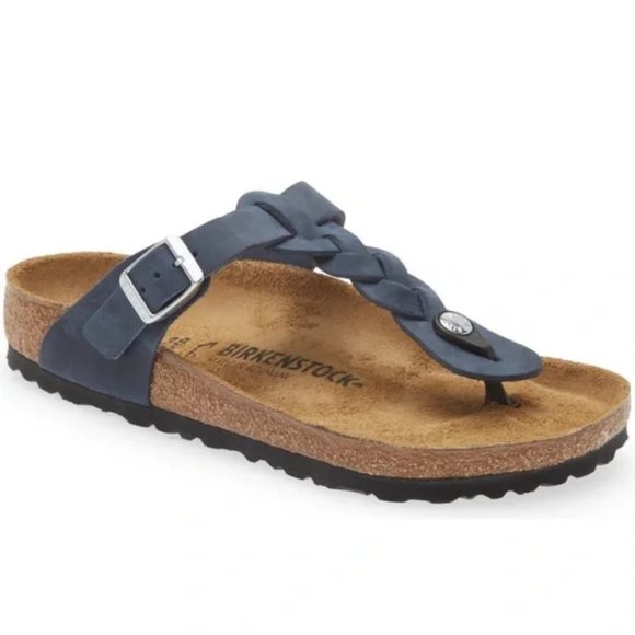 Birkenstock Shoes - Birkenstock Gizeh Blue Braided Slide Sandal Size 40 US 9 - 9/12 NWOT
